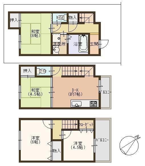 Floor plan. 14.8 million yen, 4DK, Land area 43.5 sq m , Is a floor plan of 4DK of building area 71.68 sq m in 2006 completed ☆  ☆ 