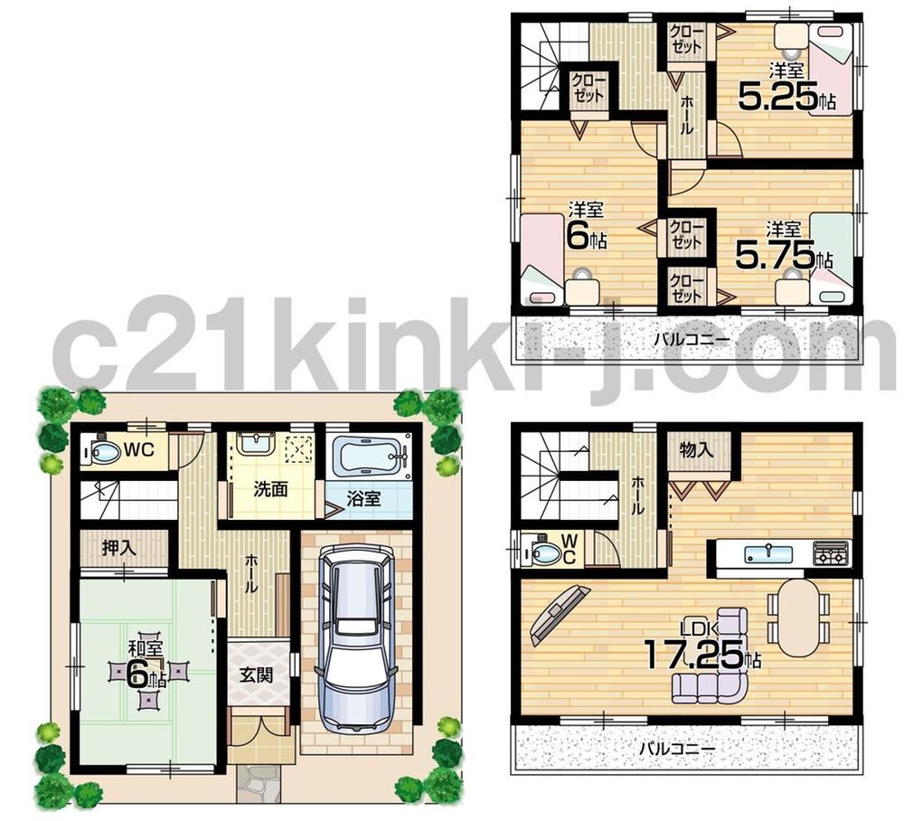 Floor plan. 23.8 million yen, 4LDK, Land area 64.42 sq m , Building area 111.78 sq m floor plan 4LDK! Living spacious 17 quires more!