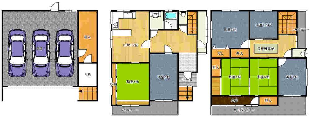 Floor plan. 32,800,000 yen, 7LDK + S (storeroom), Land area 132 sq m , Building area 242.69 sq m