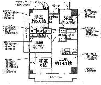 Floor plan. 4LDK, Price 13,900,000 yen, Occupied area 68.73 sq m , Balcony area 9 sq m