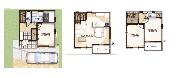 Floor plan. 24.5 million yen, 3LDK, Land area 64.84 sq m , Building area 82.5 sq m