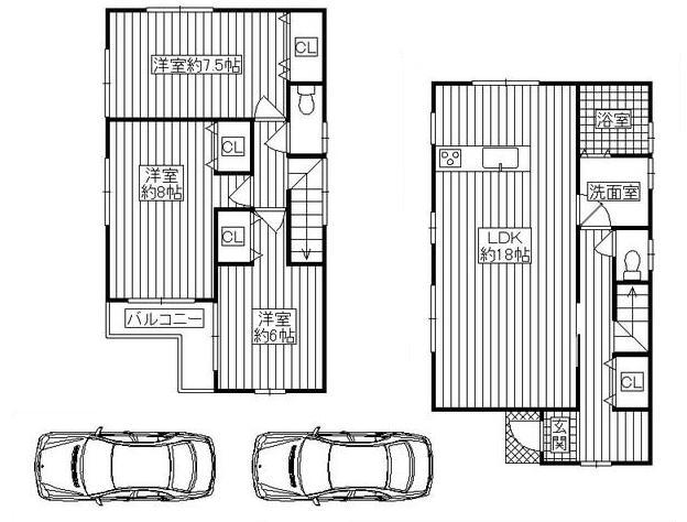 Floor plan. 24.5 million yen, 4LDK, Land area 104.27 sq m , Building area 98.01 sq m plan example