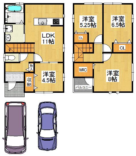 Floor plan. 23,700,000 yen, 4LDK, Land area 122.55 sq m , There are a lot of building area 93.5 sq m storage space comfortably could live likely