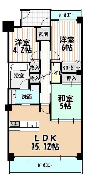 Floor plan. 3LDK, Price 21,800,000 yen, Footprint 71.4 sq m , Balcony area 15.01 sq m 3LDK Day is good