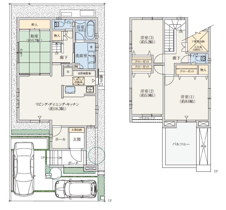 Floor plan. Since Sakaishiritsu Tsukuno close to 320m walk 4 minutes and kindergarten to kindergarten, Happy to drop off and pick up. Nursery, Exchanges with elementary school is also a thriving, Likely to be children freely To growth