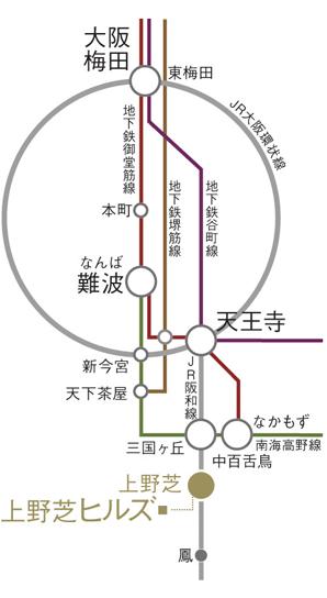 14 minutes to "Tennoji" station (transfer to fast in Mikunigaoka), 19 minutes to "Namba" station (Nankai Koya Line in Mikunigaoka ・ Transfer to local express), (Transfer to express in Mikunigaoka) 31 minutes to the "Osaka" station (Access view)