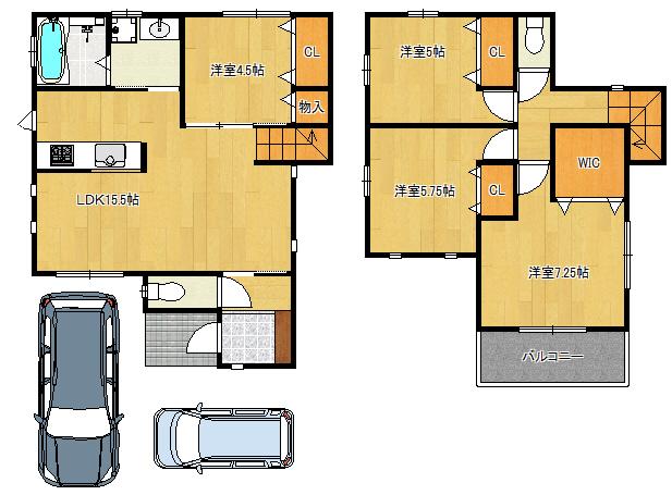 Floor plan. 16,900,000 yen, 4LDK, Land area 104.04 sq m , Building area 92.32 sq m