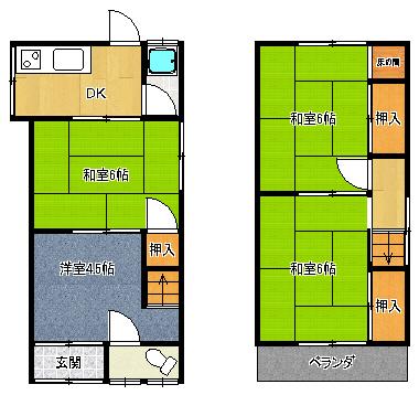 Floor plan. 5.5 million yen, 4DK, Land area 49.61 sq m , Building area 56.3 sq m