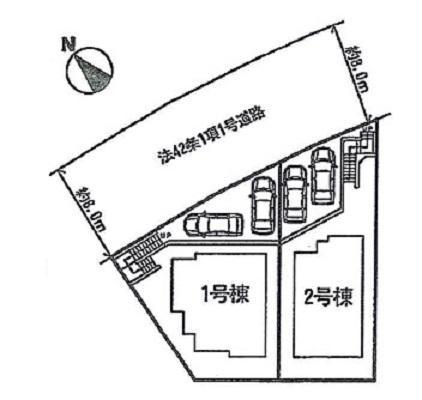 Compartment figure. Two car parking possible front road width 8m!