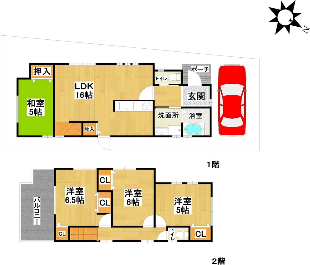 Floor plan. 30,800,000 yen, 4LDK, Land area 90.81 sq m , Building area 90.31 sq m