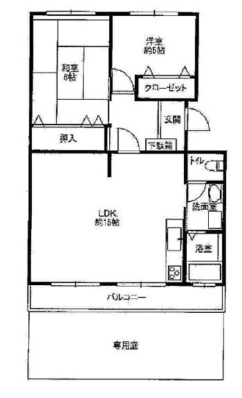 Floor plan. 2LDK, Price 8.8 million yen, Occupied area 59.76 sq m , Since it is a balcony area 7.59 sq m 1 floor garden, It is safe can have small children. Gardening also enjoy