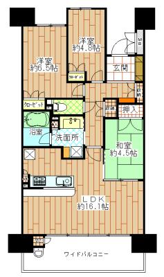 Floor plan. 3LDK, Price 23,980,000 yen, Occupied area 73.64 sq m , Balcony area 12.58 sq m