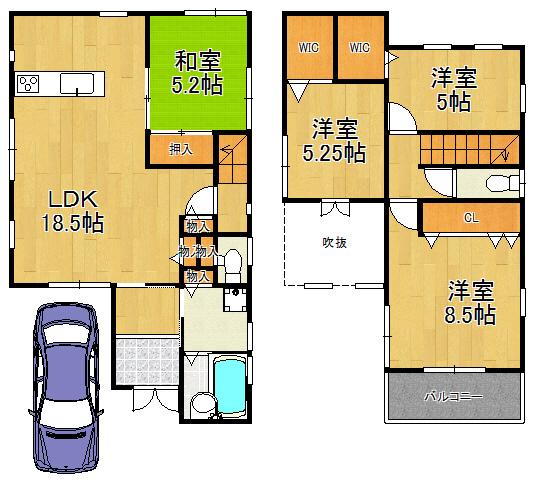 Floor plan. 37,800,000 yen, 4LDK, Land area 105.22 sq m , Building area 103.71 sq m