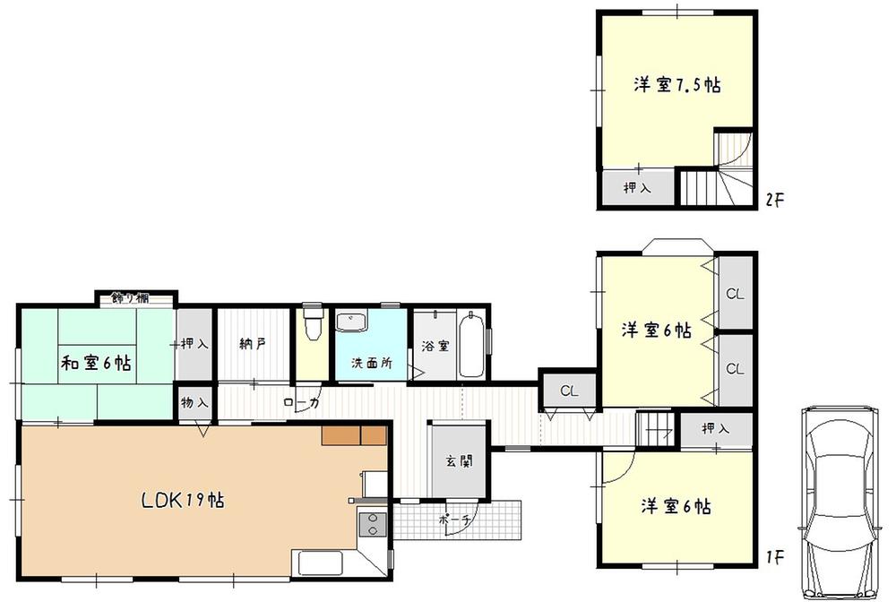 Floor plan. 22,980,000 yen, 4LDK + S (storeroom), Land area 230.74 sq m , Building area 129.59 sq m