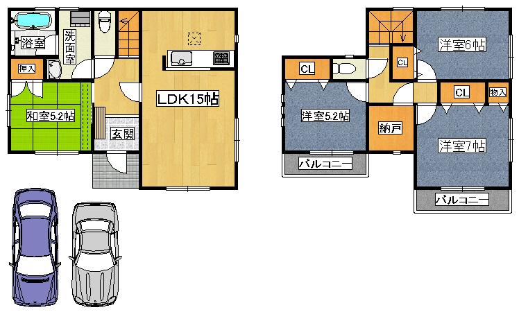 Floor plan. (No. 9 locations), Price 21,800,000 yen, 4LDK+S, Land area 130.74 sq m , Building area 95.98 sq m