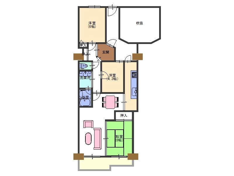 Floor plan. 3LDK, Price 9.8 million yen, Occupied area 73.45 sq m , Balcony area 10 sq m