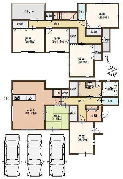 Floor plan. 29,800,000 yen, 6LDK, Land area 157.52 sq m , There is a building area of ​​119.07 sq m room is six, Storage is also substantial