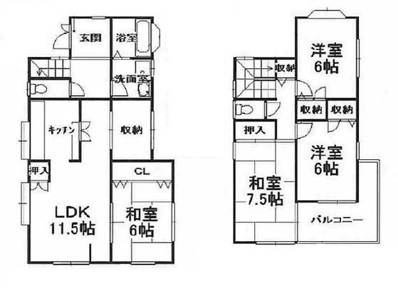 Floor plan. 23,980,000 yen, 4LDK + S (storeroom), Land area 124.27 sq m , Building area 105.16 sq m storage is plenty spacious rare property of 4LDKS. 