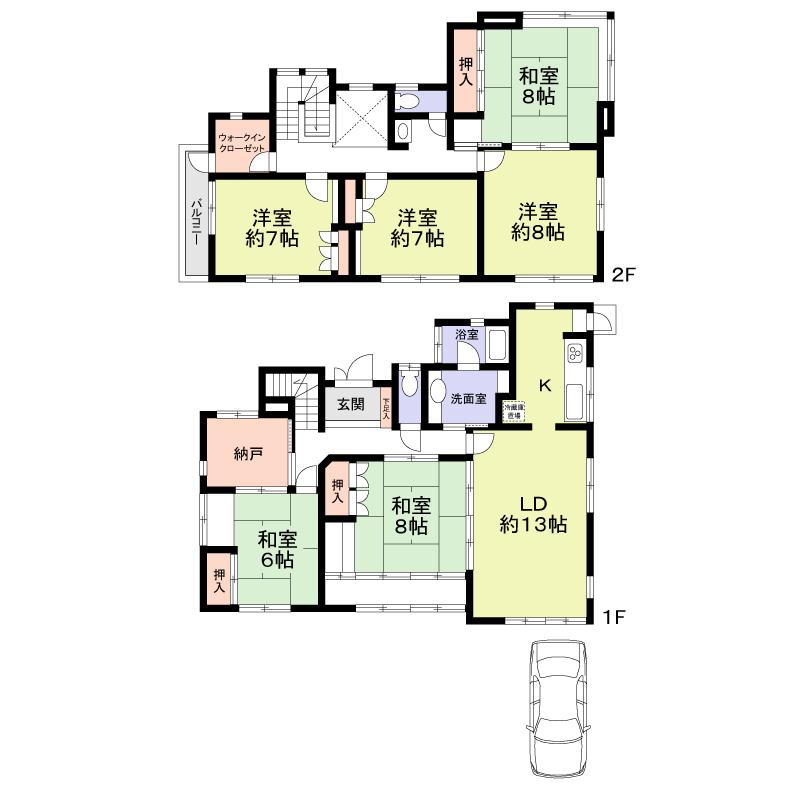 Floor plan. 39,800,000 yen, 6LDK + 2S (storeroom), Land area 176.27 sq m , Building area 168.61 sq m