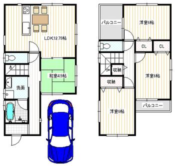 Floor plan. 23 million yen, 4LDK, Land area 82.96 sq m , Building area 87.48 sq m