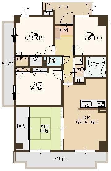Floor plan. 4LDK, Price 13,900,000 yen, Footprint 83 sq m , Balcony area 16.54 sq m renovated spacious 4LDK ☆