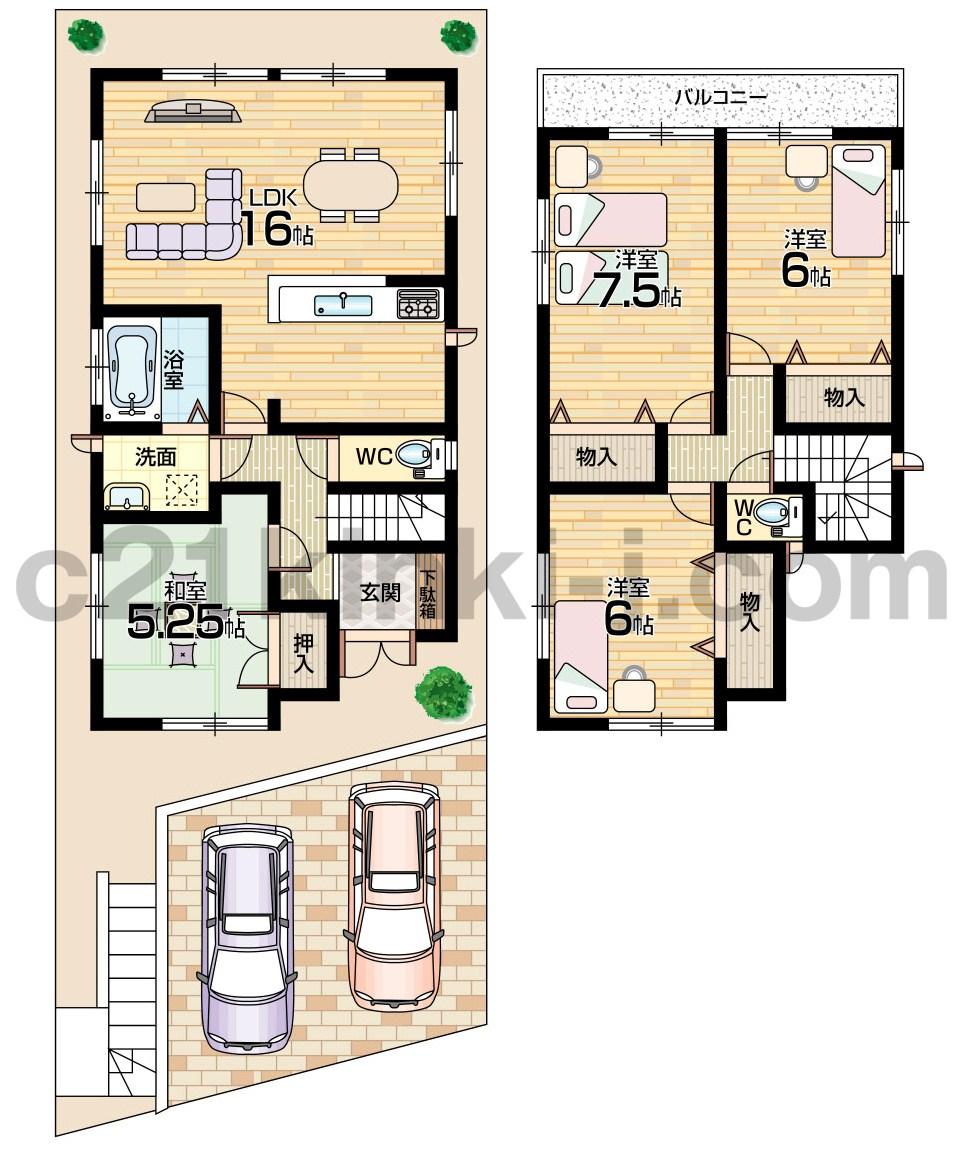 Floor plan. (No. 2 locations), Price 27,800,000 yen, 4LDK, Land area 144.9 sq m , Building area 96.05 sq m