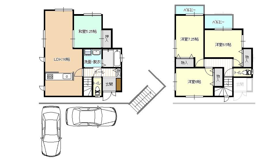 Floor plan. Price 27,800,000 yen, 4LDK, Land area 145.93 sq m , Building area 97.71 sq m