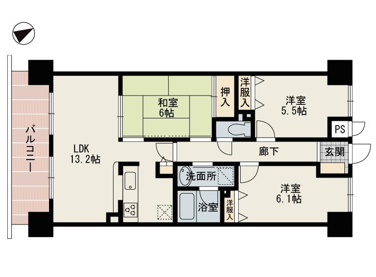 Floor plan. 3LDK, Price 11.8 million yen, Occupied area 68.96 sq m , Balcony area 10.2 sq m