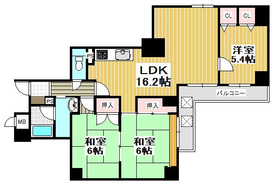 Floor plan. 3LDK, Price 11 million yen, Occupied area 76.72 sq m , Balcony area 10.3 sq m