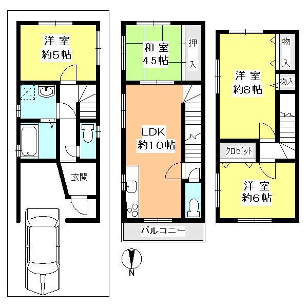 Floor plan. 16.3 million yen, 4LDK, Land area 51.08 sq m , Building area 84.24 sq m