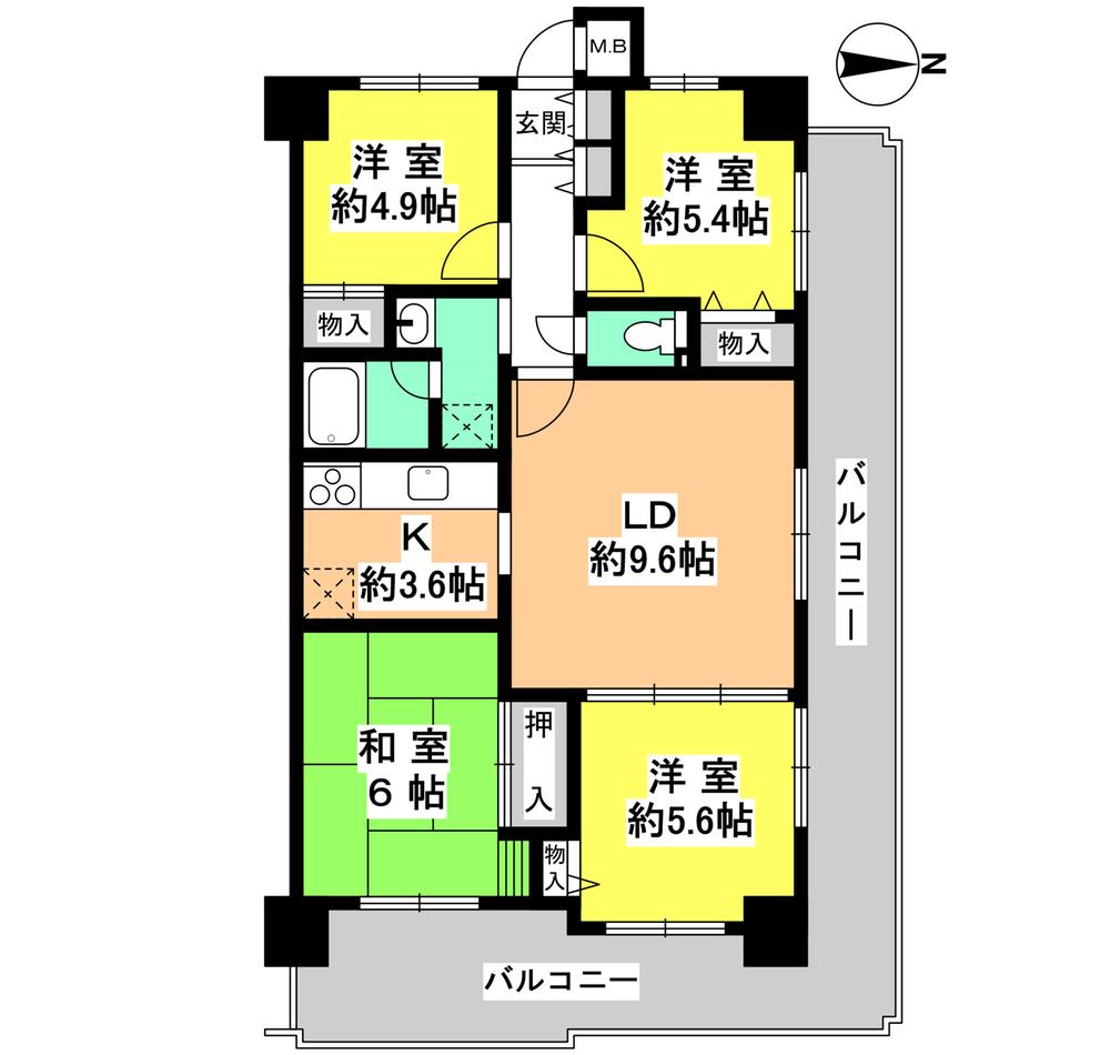 Floor plan. 4LDK, Price 14,980,000 yen, Occupied area 73.98 sq m , Balcony area 23.87 sq m