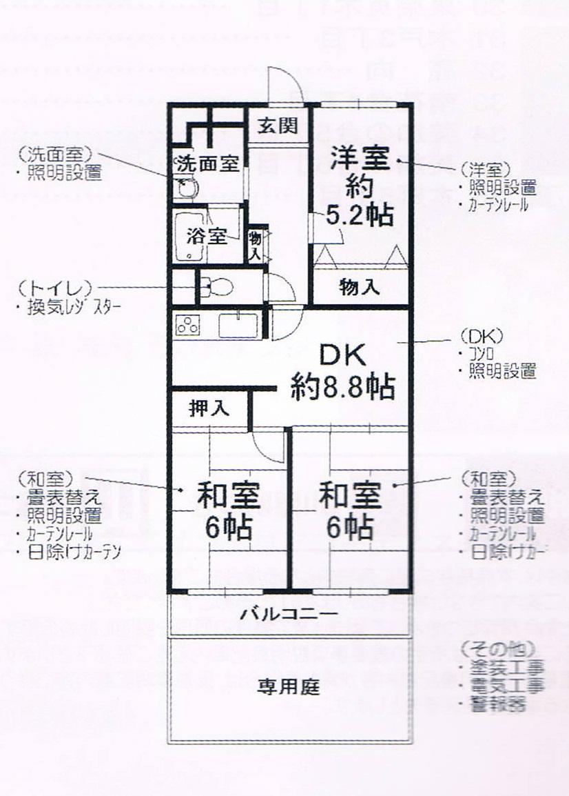 Floor plan. 3DK, Price 10,980,000 yen, Occupied area 63.28 sq m , Balcony area 7.84 sq m