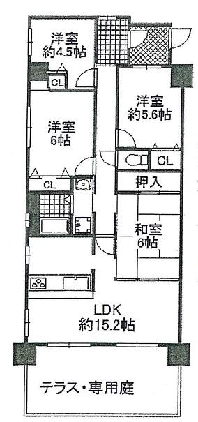 Floor plan. 4LDK, Price 15.8 million yen, Occupied area 82.84 sq m , Since it is a balcony area 18.9 sq m with a private garden, How is it as a playground and garden space for children.