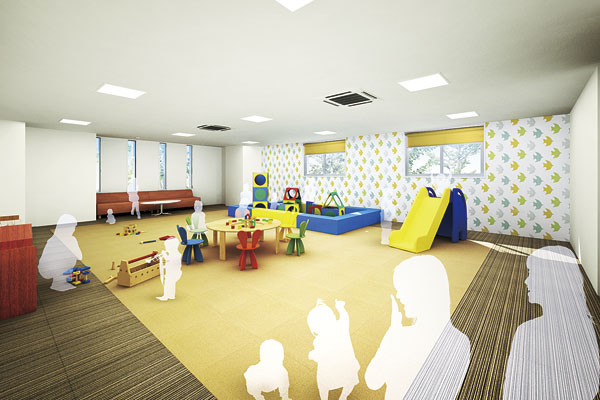 Shared facilities.  [Kids Room] Safety children even on rainy days ・ Established the energetic play Children's Room in the shared part. Is a communication space that is also in place for socializing between mothers watch their children. Also, It can also be used as a meeting room ※ Free of charge (Rendering)