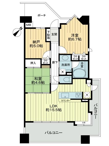 Floor plan. 2LDK + S (storeroom), Price 24,800,000 yen, Footprint 69.8 sq m , Balcony area 20.06 sq m
