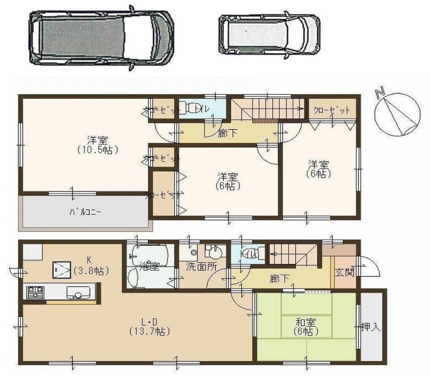 Floor plan. (No. 3 locations), Price 23.8 million yen, 4LDK, Land area 150.84 sq m , Building area 105.99 sq m