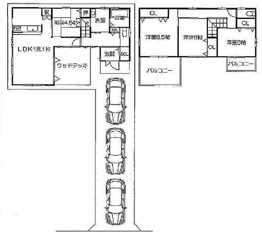 Floor plan. 33,985,000 yen, 4LDK, Land area 143.74 sq m , Building area 105.75 sq m garage space three properties in this location is not quite Thank.