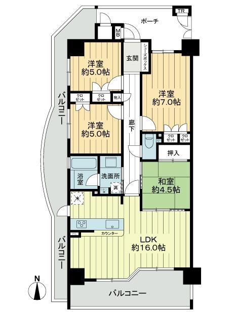 Floor plan. 4LDK, Price 28.5 million yen, Occupied area 82.99 sq m , Balcony area 29.65 sq m