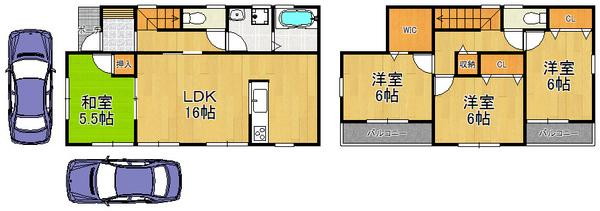 Floor plan. 31,800,000 yen, 4LDK, Land area 106.33 sq m , Building area 95.58 sq m