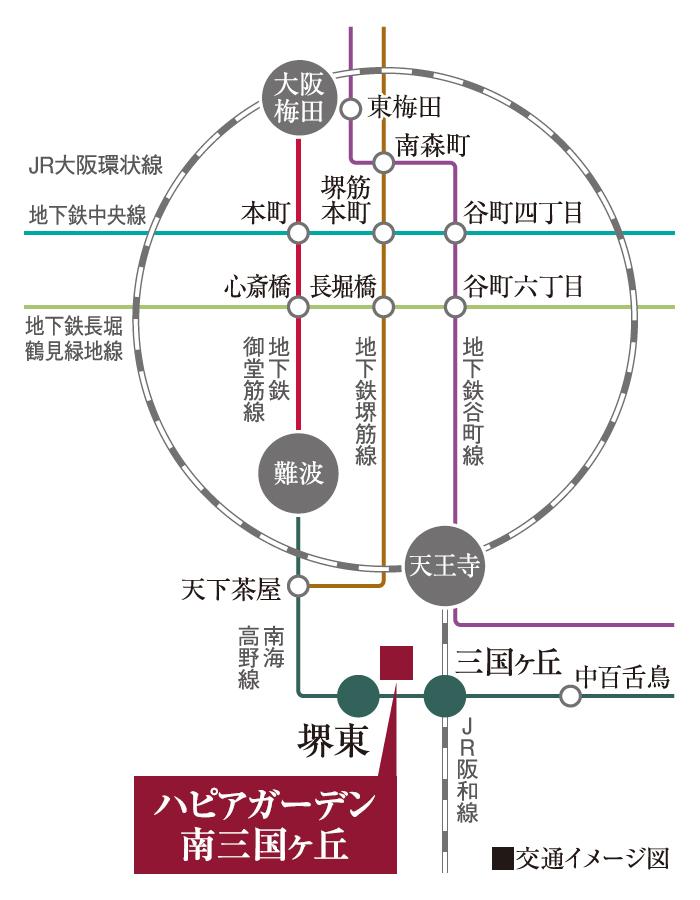 Access view. Nankai Koya Line ・ JR Hanwa Line 2 wayside available. Convenient transfer to the Osaka Municipal Subway.