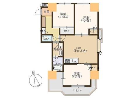 Floor plan. 3LDK, Price 13.5 million yen, Occupied area 60.64 sq m , Balcony area 5.86 sq m