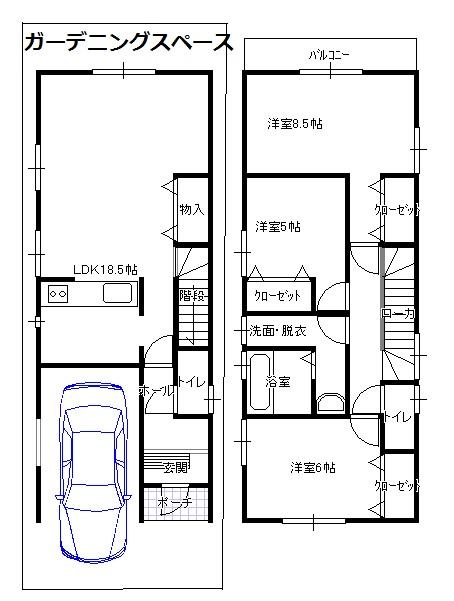 Floor plan. (Building 2), Price 20.8 million yen, 3LDK, Land area 90.17 sq m , Building area 105.99 sq m