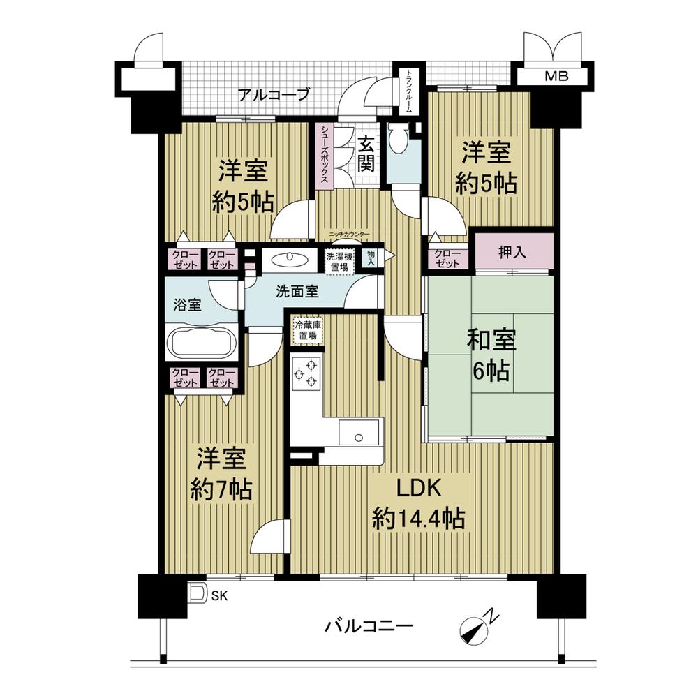 Floor plan. 4LDK, Price 24,800,000 yen, Occupied area 80.95 sq m , Balcony area 15.58 sq m