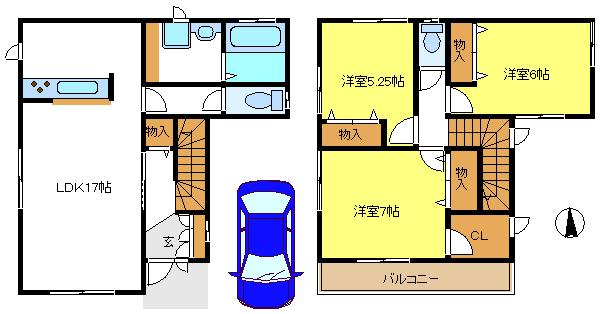 Floor plan. (A No. land), Price 21,800,000 yen, 3LDK, Land area 82.91 sq m , Building area 90.25 sq m