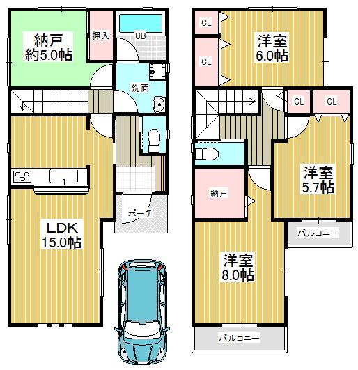 Floor plan. 25,800,000 yen, 4LDK+S, Land area 90.12 sq m , Building area 96.39 sq m