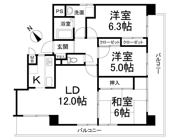 Floor plan. 3LDK, Price 15.8 million yen, Occupied area 70.36 sq m , Balcony area 21.39 sq m