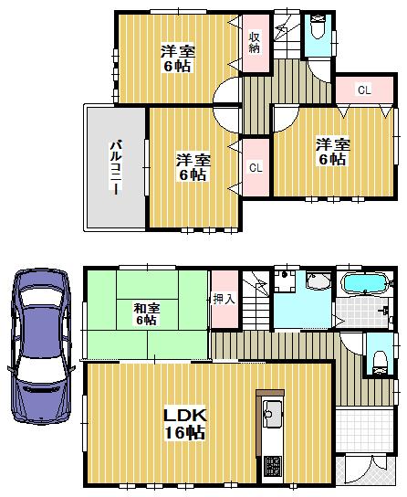 Floor plan. Price 28.8 million yen, 4LDK, Land area 98 sq m , Building area 95.58 sq m
