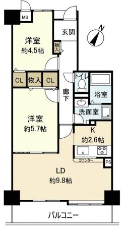 Floor plan. 3LDK, Price 11.8 million yen, Occupied area 52.43 sq m , Balcony area 7.41 sq m