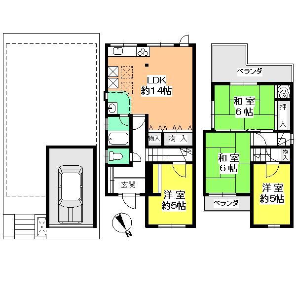 Floor plan. 13.8 million yen, 4LDK, Land area 63.87 sq m , Building area 77.55 sq m