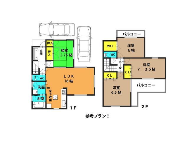 Floor plan. 28.8 million yen, 4LDK, Land area 102.46 sq m , Building area 95.17 sq m Floor